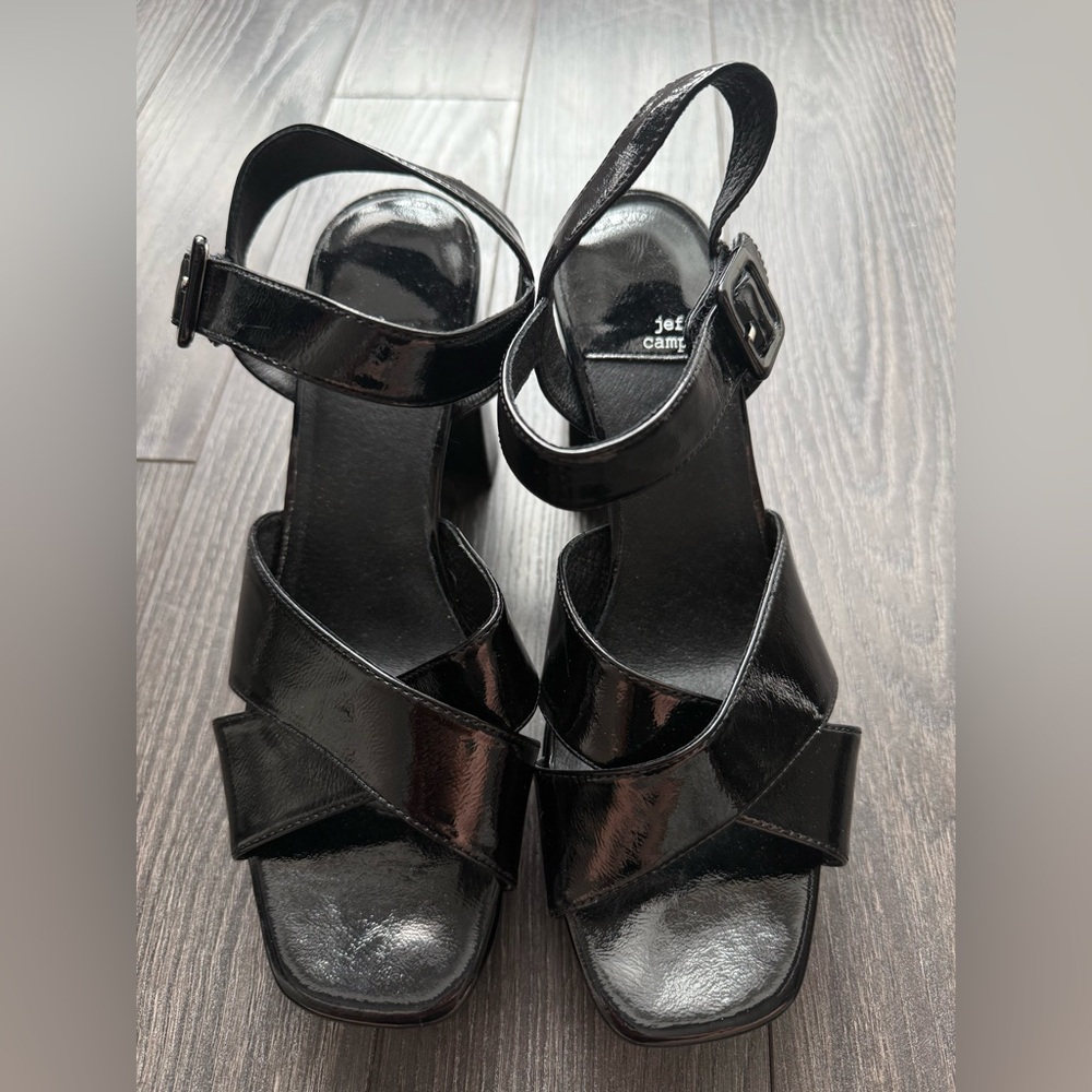 UNWORN Jeffrey Campbell Black Patent Leather Block Heel